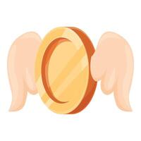 Golden coin with wings flying representing fast easy money transfer concept vector