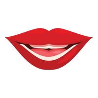 Red lips showing teeth smiling mouth open vector illustration