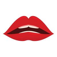 Red lips showing teeth slightly open mouth talking lips vector
