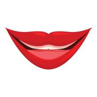 Red lips showing teeth smiling on white background vector
