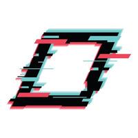 Black and white square frame glitching with pink and blue lines vector