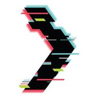 Black arrow pointing right glitching with rgb offset effect vector
