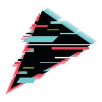 Black triangle showing concept of glitch art effect vector