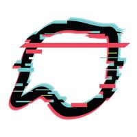 Black speech bubble with glitch rgb distortion effect vector