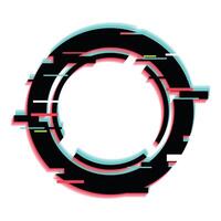 Black circle is being distorted by a glitch effect vector