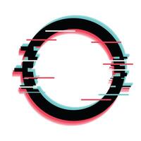 Black circle glitch effect with rgb displacement showing modern technology errors vector