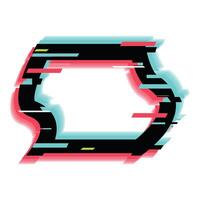 Black speech bubble frame glitching with trendy colors vector