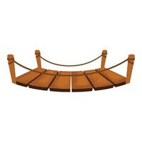 Wooden suspended bridge structure with ropes connecting to posts vector