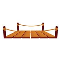 Wooden pier with rope railing extending over water vector