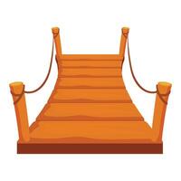 Wooden rope bridge crossing over water obstacle vector