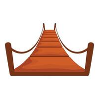 Wooden hanging bridge leading to nowhere isolated on white background vector