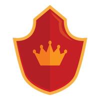 Red royal shield with golden crown showing monarchy vector