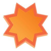 Eight pointed orange star shape with layered effect vector