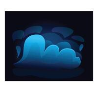 Blue cartoon cloud glowing in the dark background vector