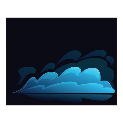 Blue smoke forming abstract shapes on black background