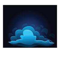 Blue cartoon clouds glowing on dark background vector