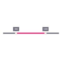 Price range slider showing value change from fifty to one hundred twenty dollars vector