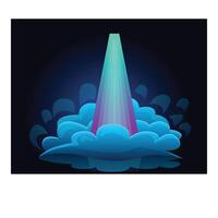 Bright light shining through clouds in cartoon style vector