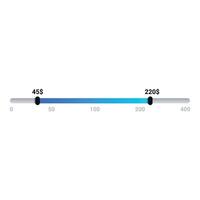 Price range slider showing value from minimum to maximum cost vector