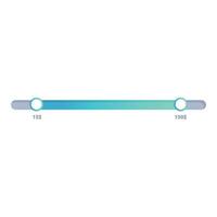 Horizontal price range slider is adjusting values from fifteen to one hundred fifty dollars for ecommerce vector