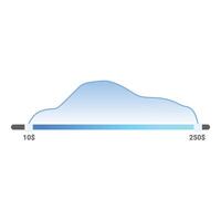 Price range slider showing value change with a blue gradient background vector