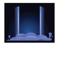 Two bright lights shining on smoke or clouds forming a stage vector