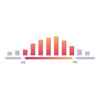 Price range chart showing value increase with gradient bar chart vector