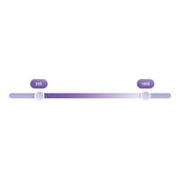 Price range slider with two handles showing minimum and maximum values vector