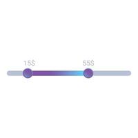 Price range slider bar showing increasing price with currency sign vector