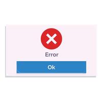 Error message window with ok button showing an alert vector