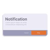 Notification popup showing with cancel and okay buttons for user interface vector