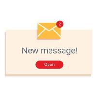 New message notification with envelope icon showing unread messages vector