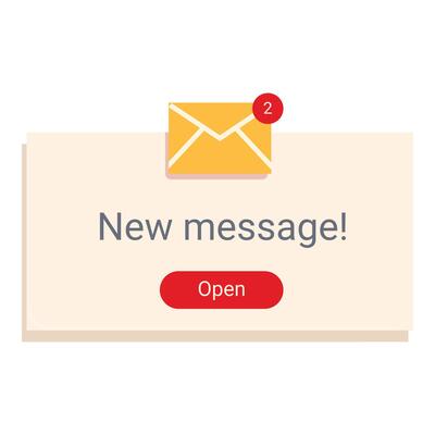 New message notification with envelope icon showing unread messages