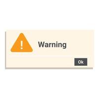 Warning popup window with exclamation point in triangle vector