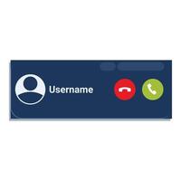 Incoming video call interface showing username and buttons vector