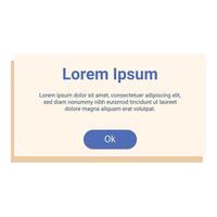 Pop up window with button appearing on the screen vector