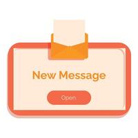 New message notification with envelope icon appearing on screen vector