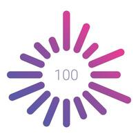 Circular loading bar showing 100 percent completion vector