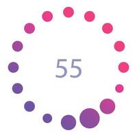 Circular loading bar showing fifty five percent complete vector