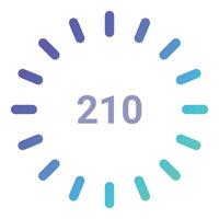 Circular loading bar showing progress at 210 degrees vector