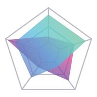 Abstract colorful radar chart showing data visualization vector