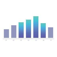 Blue and purple bar chart showing growth and decline vector