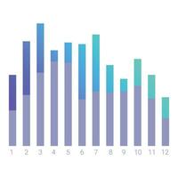 Gradient bar chart showing monthly results data vector