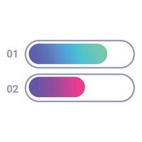 Loading bars showing progress status from low to high percentage vector