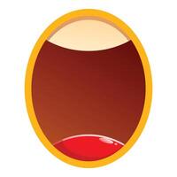 Oval button with open mouth showing tongue emotion cartoon style vector