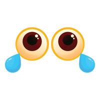 Pair of sad cartoon eyes is crying with big tears vector
