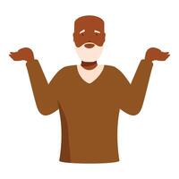 Senior black man shrugging showing i don't know gesture vector