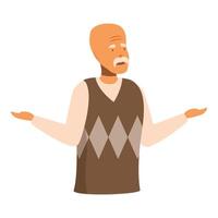 Senior man shrugging with open palms and confused facial expression vector
