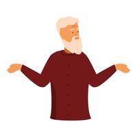 Old man shrugging shoulders making helpless gesture vector