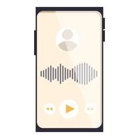 Smartphone showing audio recording application interface with sound waveform displayed on screen vector